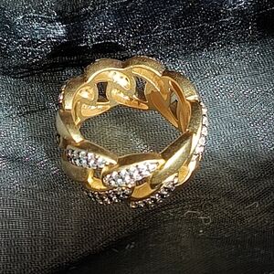 Freida Rothman Gold & Diamond Women's Ring - Paived Iced - Size 8 - New in Box